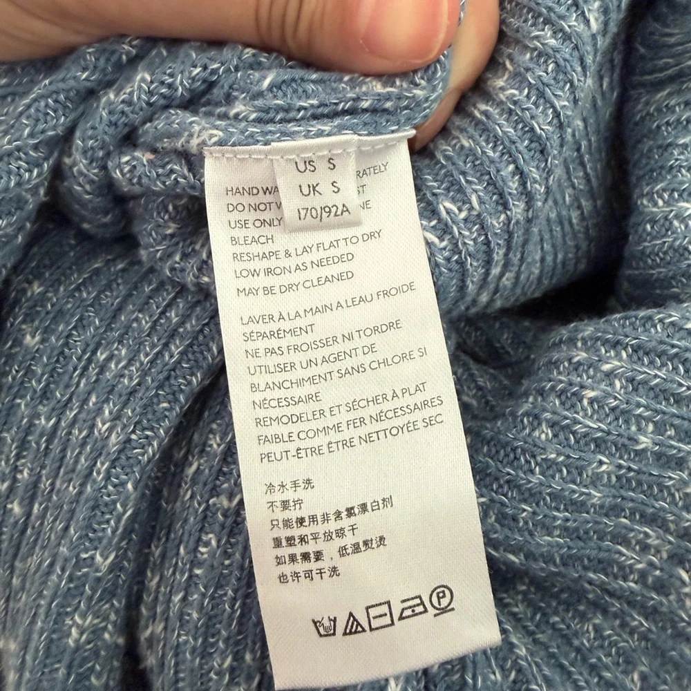 FREE PEOPLE BEACH Marled Long Sleeve Maxi Knit Crewneck Blue Dress Sz S - Picture 6 of 7